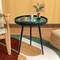 Green Wood Mid-Century Modern Coffee End Table with 16/20 Inch Sea Shell Decoration